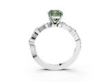 White gold Fancy Green Cushion  Cut Solitaire Diamond Twisted Band with Pave Setting_80