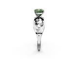 White gold Fancy Green Cushion  Cut Solitaire Diamond with Side Stones on Criss-Cross Band and Four-Prong Setting_5