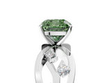 White gold Fancy Green Cushion  Cut Solitaire Diamond with Side Stones on Criss-Cross Band and Four-Prong Setting_8
