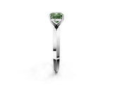 White gold Fancy Green Cushion  Cut Solitaire Engagement Ring with Flat Band and Four-Prong Setting 3