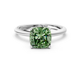 White gold Fancy Green Cushion  Cut Solitaire Engagement Ring with Four-Prong Setting and Classic Band_20