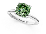 White gold Fancy Green Cushion  Cut Solitaire Engagement Ring with Four-Prong Setting and Classic Band_21