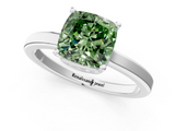 White gold Fancy Green Cushion  Cut Solitaire Engagement Ring with Four-Prong Setting on a Classic Band_21