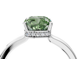 White gold Fancy Green Cushion  Cut Solitaire Engagement Ring with Four-Prong Setting on a Classic Band_24