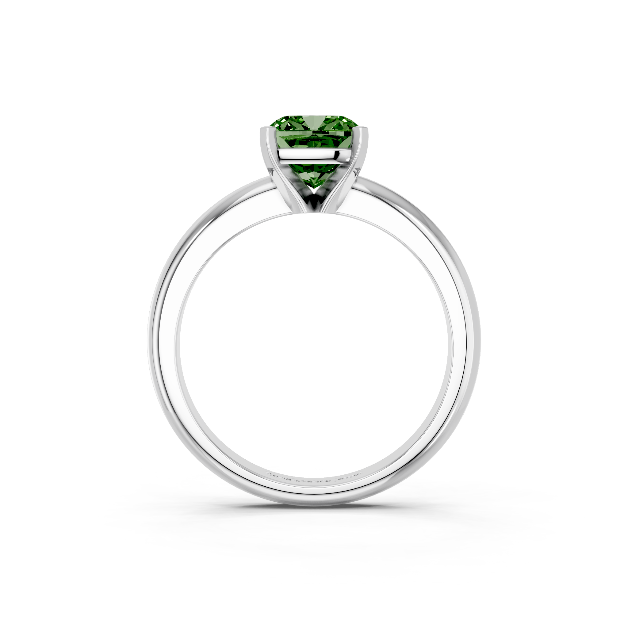 White gold Fancy Green Cushion  Cut Solitaire Engagement Ring with Round Band and Four-Prong Setting_24
