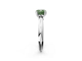 White gold Fancy Green Cushion  Cut Solitaire Engagement Ring with Tapered Band and Four-Prong Setting 2
