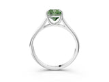 White gold Fancy Green Cushion Cut Solitaire Engagement Ring with Tapered Band and Four-Prong Setting_54