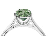 White gold Fancy Green Cushion Cut Solitaire Engagement Ring with Tapered Band and Four-Prong Setting_55