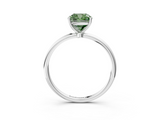 White gold Fancy Green Cushion  Cut Solitaire Engagement Ring with Thin Band and Four-Prong Setting_6