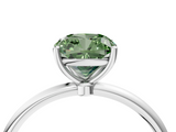 White gold Fancy Green Cushion  Cut Solitaire Engagement Ring with Thin Band and Four-Prong Setting_7
