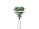 White gold Fancy Green Cushion  Cut Solitaire Engagement Ring with Thin Band and Four-Prong Setting_8