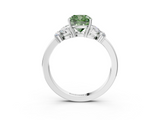 White gold Fancy Green Cushion  Cut Solitaire Floral Diamond Ring with Four-Prong Setting_40