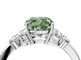 White gold Fancy Green Cushion  Cut Solitaire Floral Diamond Ring with Four-Prong Setting_41