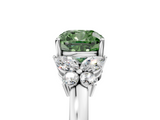 White gold Fancy Green Cushion  Cut Solitaire Floral Diamond Ring with Four-Prong Setting_42
