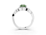 White gold Fancy Green Cushion Cut Solitaire Intertwined Band Prong Setting Ring_3