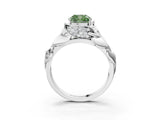 White gold Fancy Green Cushion Cut Solitaire Leaf-Inspired Engagement Ring with Prong Setting_15