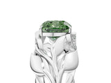 White gold Fancy Green Cushion Cut Solitaire Leaf-Inspired Engagement Ring with Prong Setting_17