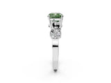 White gold Fancy Green Cushion Cut Solitaire Milgrain Leaf Band with Prong Setting_14