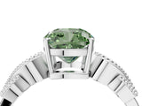 White gold Fancy Green Cushion Cut Solitaire Milgrain Leaf Band with Prong Setting_16