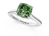 White gold Fancy Green Cushion  Cut Solitaire Ring with Cathedral Band and Four-Prong Setting_81