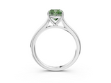 White gold Fancy Green Cushion  Cut Solitaire Ring with Cathedral Band and Four-Prong Setting_84