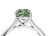 White gold Fancy Green Cushion  Cut Solitaire Ring with Cathedral Band and Four-Prong Setting_84