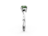 White gold Fancy Green Cushion  Cut Solitaire Ring with Four-Prong Setting and Classic Band_43