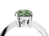 White gold Fancy Green Cushion  Cut Solitaire Ring with Four-Prong Setting and Classic Band_45