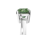 White gold Fancy Green Cushion  Cut Solitaire Ring with Four-Prong Setting and Classic Band_46