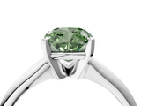 White gold Fancy Green Cushion  Cut Solitaire Ring with Four-Prong Setting on a Classic Band_46