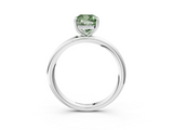 White gold Fancy Green Cushion  Cut Solitaire Ring with Thin Band and Four-Prong Setting_19