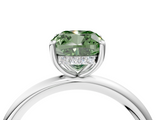 White gold Fancy Green Cushion  Cut Solitaire Ring with Thin Band and Four-Prong Setting_20