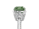 White gold Fancy Green Cushion Cut Solitaire Split Shank Pave Diamond Engagement Ring with Four-Prong Setting_29