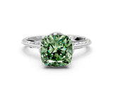White gold Fancy Green Cushion Cut Solitaire Split Shank Pave Diamond Engagement Ring with Four-Prong Setting_48