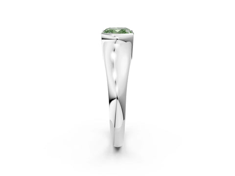 White gold Fancy Green Cushion Cut Solitaire Tension Set Diamond Ring with Split Shank Band_14