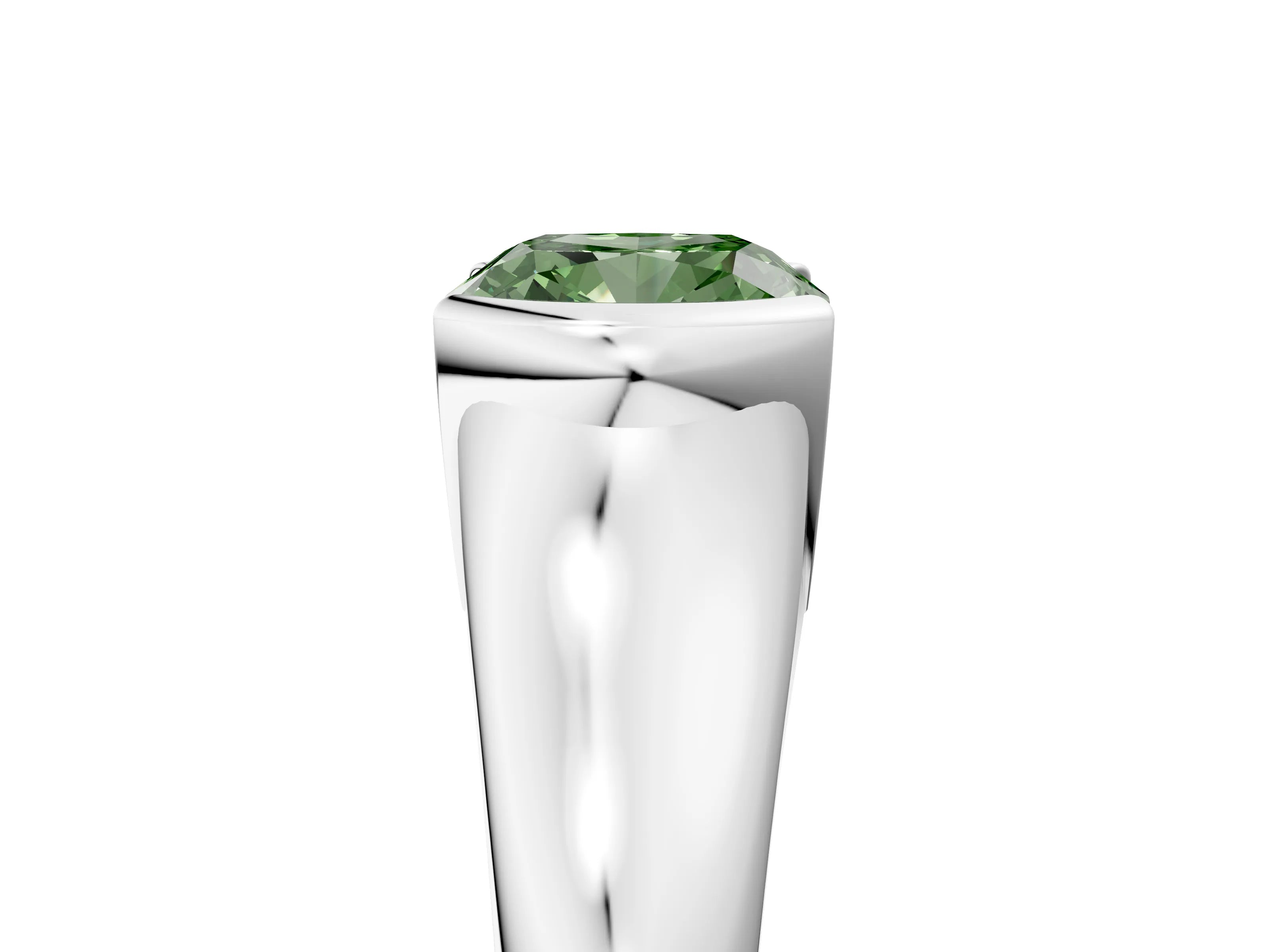 White gold Fancy Green Cushion Cut Solitaire Tension Set Diamond Ring with Split Shank Band_17