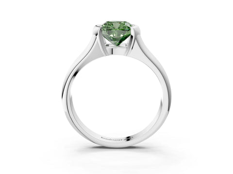 White gold Fancy Green Cushion Cut Solitaire Tension Set Diamond Ring with Split Shank Band_3