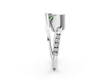 White gold Fancy Green Cushion Cut Solitaire Tension-Set Diamond Split Shank Ring_2