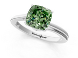 White gold Fancy Green Cushion  Cut Solitaire Twist Band Ring with Four-Prong Setting_30