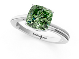 White gold Fancy Green Cushion  Cut Solitaire Twist Band Ring with Four-Prong Setting_55