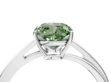 White gold Fancy Green Cushion  Cut Solitaire Twist Band Ring with Four-Prong Setting_7