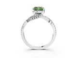 White gold Fancy Green Cushion Cut Solitaire Twist Pave Diamond Engagement Ring with Prong Setting_15