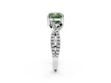 White gold Fancy Green Cushion Cut Solitaire Twist Pave Diamond Engagement Ring with Prong Setting_2
