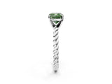 White gold Fancy Green Cushion  Cut Solitaire Twisted Band with Four-Prong Setting_102