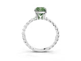 White gold Fancy Green Cushion  Cut Solitaire Twisted Band with Four-Prong Setting_103
