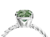 White gold Fancy Green Cushion  Cut Solitaire Twisted Band with Four-Prong Setting_104