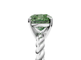 White gold Fancy Green Cushion  Cut Solitaire Twisted Band with Four-Prong Setting_105