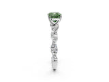 White gold Fancy Green Cushion Cut Solitaire Twisted Pave Band with Four-Prong Setting_17