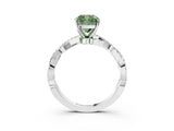 White gold Fancy Green Cushion Cut Solitaire Twisted Pave Band with Four-Prong Setting_18