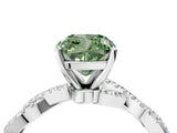White gold Fancy Green Cushion Cut Solitaire Twisted Pave Band with Four-Prong Setting_19